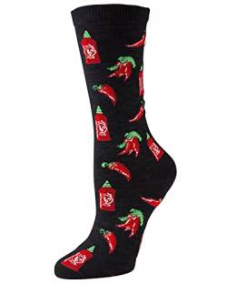 MeMoi Hot Sriracha Crew Socken aus Bambus-Mischgewebe - Schwarz - Einheitsgröße von MeMoi