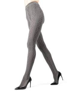 MeMoi Juneau Diamonds Strickstrumpfhose, Mittelgrau meliert, Large-X-Large von MeMoi