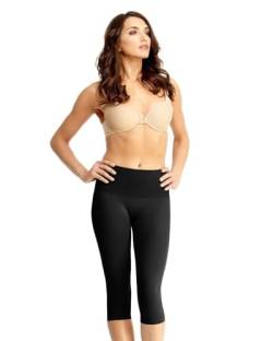 Slimme von memoi Damen Hohe Taille Capri Legging Shapers Gr. XXXXL, Schwarz - Schwarz von MeMoi