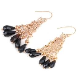 Black Onyx Beads Jhumka Earring, Handmade Jhumki Earring For Women, Rose Gold Plated 925 Silver Earring von Meadows