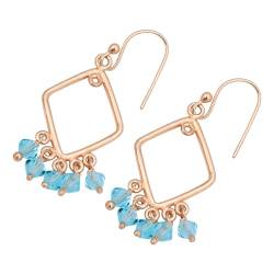 Blue Glass Beads Earrings For Women Rose Gold Plated 925 Sterling Silver Earrings Dangle Earring von Meadows