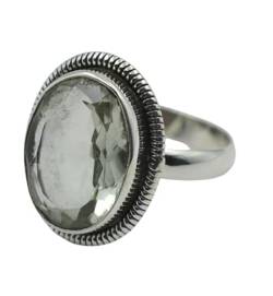 Crystalcraftindia Ring mit grünem Amethyst, oval, Größe 9, US-Schmuck, 925er Sterlingsilber, feiner Schmuck von Meadows
