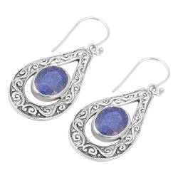 Designer Blue Sapphire Earrings For Women, 925 Sterling Silver Earrings, Dangle Gemstone Earring von Meadows
