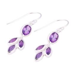 Faceted Amethyst Earring, Handmade Earring For Women, 925 Sterling Silver Earring von Meadows