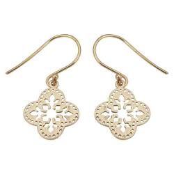 Floral Earrings For Women, Yellow Gold Plated 925 Sterling Silver Earrings, Dangle Earring von Meadows