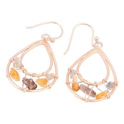 Multi Beads Earrings For Women Rose Gold Plated 925 Sterling Silver Earrings Dangle Earring von Meadows