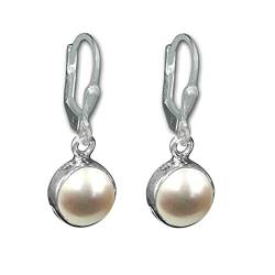 Perlen-Ohrringe aus 925er Sterlingsilber, Sterling Silber Stein, Perle von Meadows