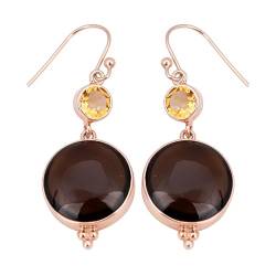 Smoky Quartz & Citrine Earring, Rose Gold Plated 925 Sterling Silver Earring, Statement Earring von Meadows