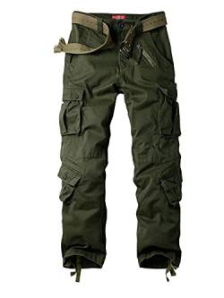 Mebiosi Cargohose für Damen, trendig, lässig, Baumwolle, Camouflage, Militär, taktisch, Wandern, Kampfkleidung, mit 8 Taschen, Grün (Army Green), 54 von Mebiosi