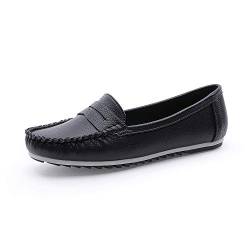 MecKiss Loafer für Damen, bequeme flache Schuhe, Schlupfschuh, Laufschuh, Boot, Mokassins, Freizeitschuhe, Schwarz (Black Pu), 39 EU von MecKiss