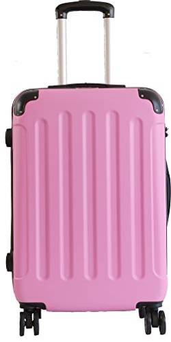 Koffer & Reisekoffer mit 4 Doppelrollen & Teleskopstange und TSA Schloß - Hartschalenkoffer 59x42x25 (Pink, M) von Mediablue