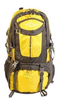 Mediablue 50L Trekking-Rucksack, Backpack, zum Wandern, Camping, Outdoor, Reisen, Herren, Damen, Leicht, Sport (Gelb) von Mediablue