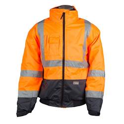 Workwear Warn- und Wetterschutzjacke, Style U-W 19, Farbe:Leuchtorange-Marine (Neon-Orange, 5XL) von Mediablue