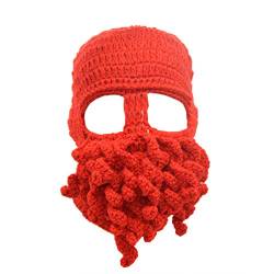 Stylish Unisex Knit Octopus Beanie Windproof Ski Mask Hat Cap Keep Face Warm Red von Medifier