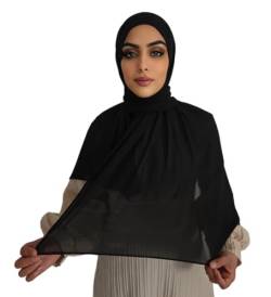 Medinah Hijab Kopftuch Muslimisches Kopftuch Chiffon kopftuch 180x70cm groß Islamisches Kopftücher für Damen-Made in Turkey (Schwarz) von Medinah