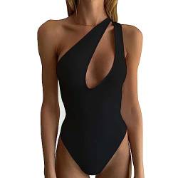 MeeQee Body Damen Sommer Sexy One Shoulder Ausschnitt Schräger Schulter Ärmellose Bodysuit Tops Einteiliges Leotard Top Rückenfrei Tanga Bodysuits von MeeQee