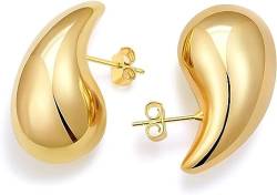 MeeQee Chunky Ohrringe für Damen Hypoallergene Waterdrop Golde/Silber Ohrringe 925 Tropfen Ohrringe Set Modeschmuck für Frauen Mädchen Geschenke von MeeQee