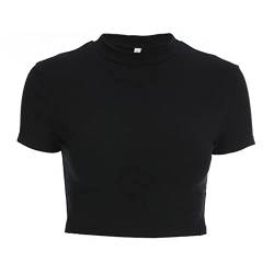 MeeQee Damen T-Shirt Basic Sommer Skim Dupes Rundhalsausschnitt Tops Y2K Oberteile Skinny Casual Kurz Top von MeeQee