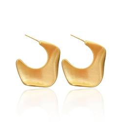 MeeQee Ohrringe für Damen Unregelmäßige Geometrische Ohrringe Große Statement Stilvolle Metall Schmuck für Mädchen/Gold von MeeQee