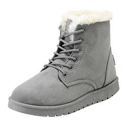 Damen Stiefeletten Warm Gefüttert Winterschuhe Schlupfstiefel Stiefel Frauen Kurzschaft Outdoor Schuhe Combat Boots Grau 36 Meedot von Meedot