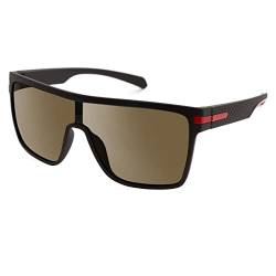 Meeloog Groß Polarisierte Sonnenbrille für Herren und Damen Flat Top Outdoor Sports Sonnenbrillen Autofahrende Sonnenbrillen UV-Schutz, M, Brauner Rahmen/Braune Linse von Meeloog