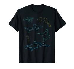 Unterwasser Tiere Meeresbewohner Hai Delfin Schwertwal T-Shirt von Meerestiere Bekleidung Für Damen Herren Und Kinder
