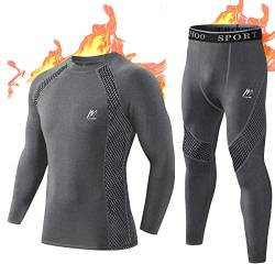 MeetHoo Thermounterwäsche Herren, Funktionsunterwäsche Atmungsaktiv Thermo Unterwäsche Set Lang Thermohemd & Thermohose für Männer Skifahren Laufen Sport von MeetHoo