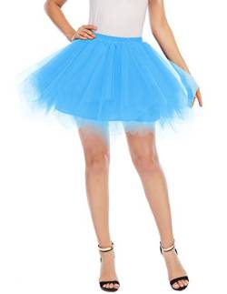 Meetjen Damen Tütü Blau Karneval Kostüm Tüllrock Beige Petticoat Reifrock Ballett Tutu Kleid Blue M von Meetjen