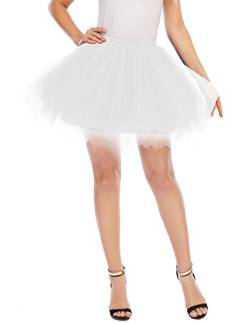 Meetjen Damen Tütü Karneval Kostüm Tüllrock Weiß Petticoat Reifrock Ballett Tutu Kleid White L von Meetjen