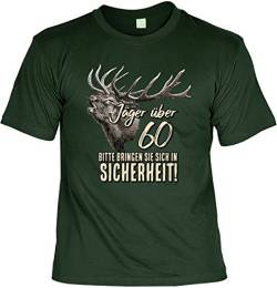Lustiges Geburtstagsgeschenk Leiberl für Männer T-Shirt mit Urkunde Jäger über 60 Bitte bringen Sie Sich in Sicherheit! Leibal zum Geburtstag von Mega-Shirt