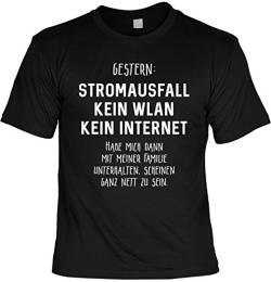 Lustiges Sprüche Shirt Geschenkartikel T-Shirt mit Urkunde Gestern: Stromausfall Kein WLAN Kein Internet Fun Artikel Partygeschenk von Mega-Shirt