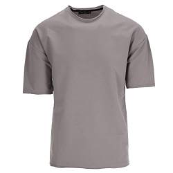 Megaman Herren Oversize T-Shirt O-Neck Rundhalsausschnitt Kurzarm Regular Tee Shirt 100% Baumwolle | Grau, Medium von Megaman