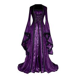 Halloween Griechische Göttin Kleidung für Frauen Retro-Stil Trompeten-Ärmel solide Lange Prinzessin Kleidung Vintage-Kleidung Mittelalterliches Kleid für Damen von Meggsnle