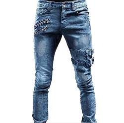 Jeans Herren Straight Jeans normaler Bund Stretch Pants Relaxed-Fit Chino Hose Herren Regular Fit Herren große Größen Übergrößen Menswear von Meggsnle