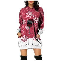 Kleider Für Frauen Weihnachten Weihnachtspullover Damen Led Kapuzenpullover Sweatshirt Kleider Damen Sweatshirtkleid Lang Maxi Sweatshirts Kapuzenpullover Unisex 3D Weihnachten Kapuzenpullover von Meggsnle