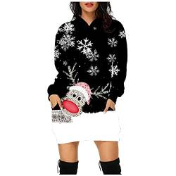 Kleider Für Frauen Weihnachten Weihnachtspullover Damen Led Kapuzenpullover Sweatshirt Kleider Damen Sweatshirtkleid Lang Maxi Sweatshirts Kapuzenpullover Unisex 3D Weihnachten Kapuzenpullover von Meggsnle