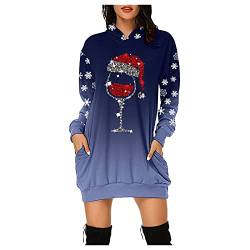 Kleider Für Frauen Weihnachten Weihnachtspullover Damen Led Kapuzenpullover Sweatshirt Kleider Damen Sweatshirtkleid Lang Maxi Sweatshirts Kapuzenpullover Unisex 3D Weihnachten Kapuzenpullover von Meggsnle