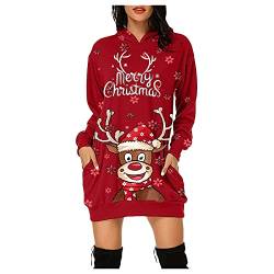 Kleider Für Frauen Weihnachten Weihnachtspullover Damen Led Kapuzenpullover Sweatshirt Kleider Damen Sweatshirtkleid Lang Maxi Sweatshirts Kapuzenpullover Unisex 3D Weihnachten Kapuzenpullover von Meggsnle