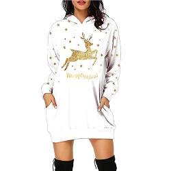 Kleider Für Frauen Weihnachten Weihnachtspullover Damen Led Kapuzenpullover Sweatshirt Kleider Damen Sweatshirtkleid Lang Maxi Sweatshirts Kapuzenpullover Unisex 3D Weihnachten Kapuzenpullover von Meggsnle