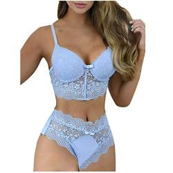 Meggsnle Sexy Dessous Damen für Sex, Mollig BH und G-String Reizwäsche Set Bodysuit Sexy Strumpfhosen Reizvolle Strapsen Negligee Cosplay Dessous Sets Rot Dessous Unterwäsche Pyjama von Meggsnle