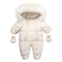 Winter Säugling Baby Junge Mädchen Spielanzug Winterjacke Kapuzenjacke 0-24 Monate Infant Jungen Mantel Kapuzen Baby Jumpsuit Parka Fell Trim Hooded Zipper Jumpsuit Mantel Schneeanzug Baby 80 von Meggsnle