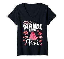 Trachtenshirt Passend für Oktoberfest Damen Outfit Dirndl T-Shirt mit V-Ausschnitt von Mei Dirndl hod heid frei Trachtenshirt Damen