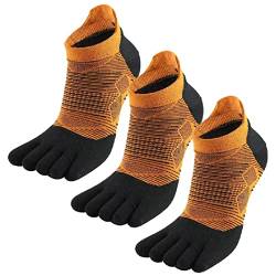 MeiKan Zehensocken,COOLMAX Fünf-Finger-Laufsocken Herren und Damen （3Pairs） Schnelltrocknende Outdoor-Marathon-Sportsocken (39-43, Orange) von MeiKan