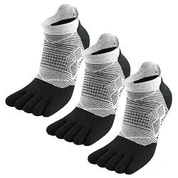 MeiKan Zehensocken,COOLMAX Fünf-Finger-Laufsocken Herren und Damen （3Pairs） Schnelltrocknende Outdoor-Marathon-Sportsocken (39-43, Weiß) von MeiKan