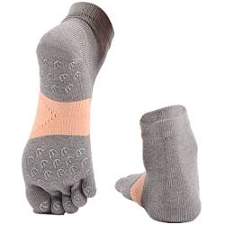 MeiKan Zehensocken,Coolmax Yogasocken/Laufsocken für Herren&Damen, rutschfeste Sneaker Socken für verschiedene Sportarten (33-36, Grau-Rosa) von MeiKan