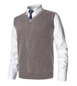 MeiLayM Herren Pullunder Weste Ärmellose Strickweste V-Ausschnitt Freizeit Business Strickweste Slim Fit Gestrickt Pullover für Männer von MeiLayM