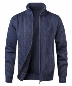 MeiLayM Herren Strickjacke Stehkragen Reißverschluß Pullover Fleece-Innenseite Outdoor Herren Jacke Plüschfutter Warm Herbst Winterjacke Sweatjacke Langarm Sport Athleisure Strickwaren von MeiLayM