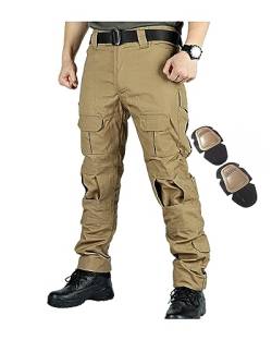 MeiLayM Herren Taktisch Cargohose mit Kniepolster Viele Taschen Outdoor Military Wandern Pants Jagen Angeln Camping Cargo Hose Militär Outdoorhose Trainingshosen von MeiLayM