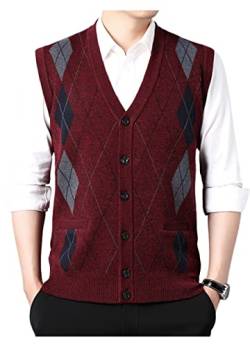 MeiLayM Herren Weste Stricken V-Ausschnitt Ärmellose Pullunder Strickweste Freizeit Business Comfort Fit Cardigan Strickweste für Männer von MeiLayM