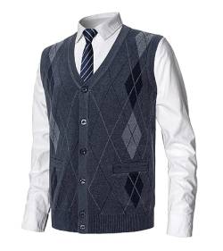 MeiLayM Herren Weste Stricken V-Ausschnitt Ärmellose Pullunder Strickweste Freizeit Business Comfort Fit Cardigan Strickweste für Männer von MeiLayM